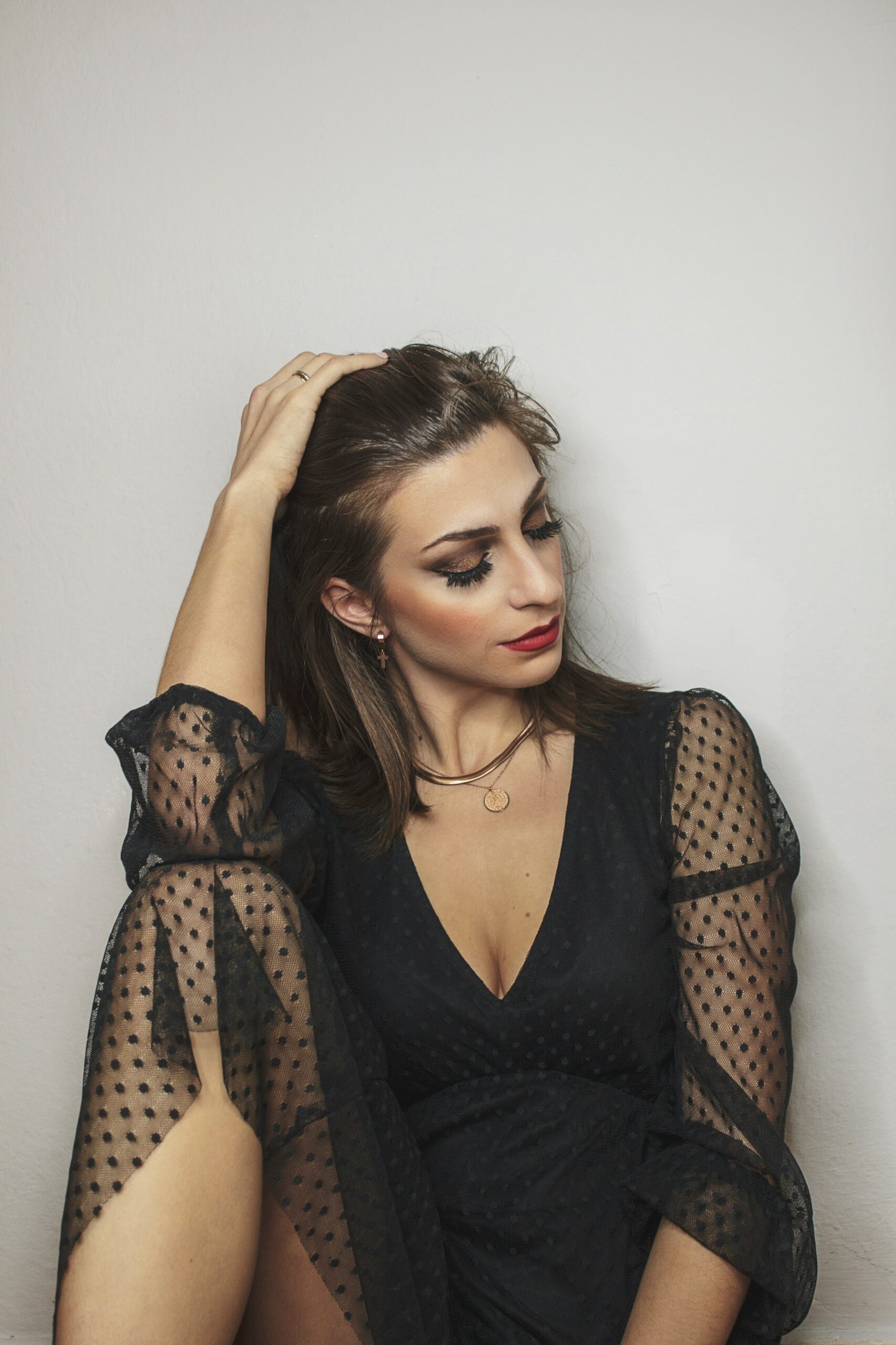 Woman in a black whimsigoth outfit